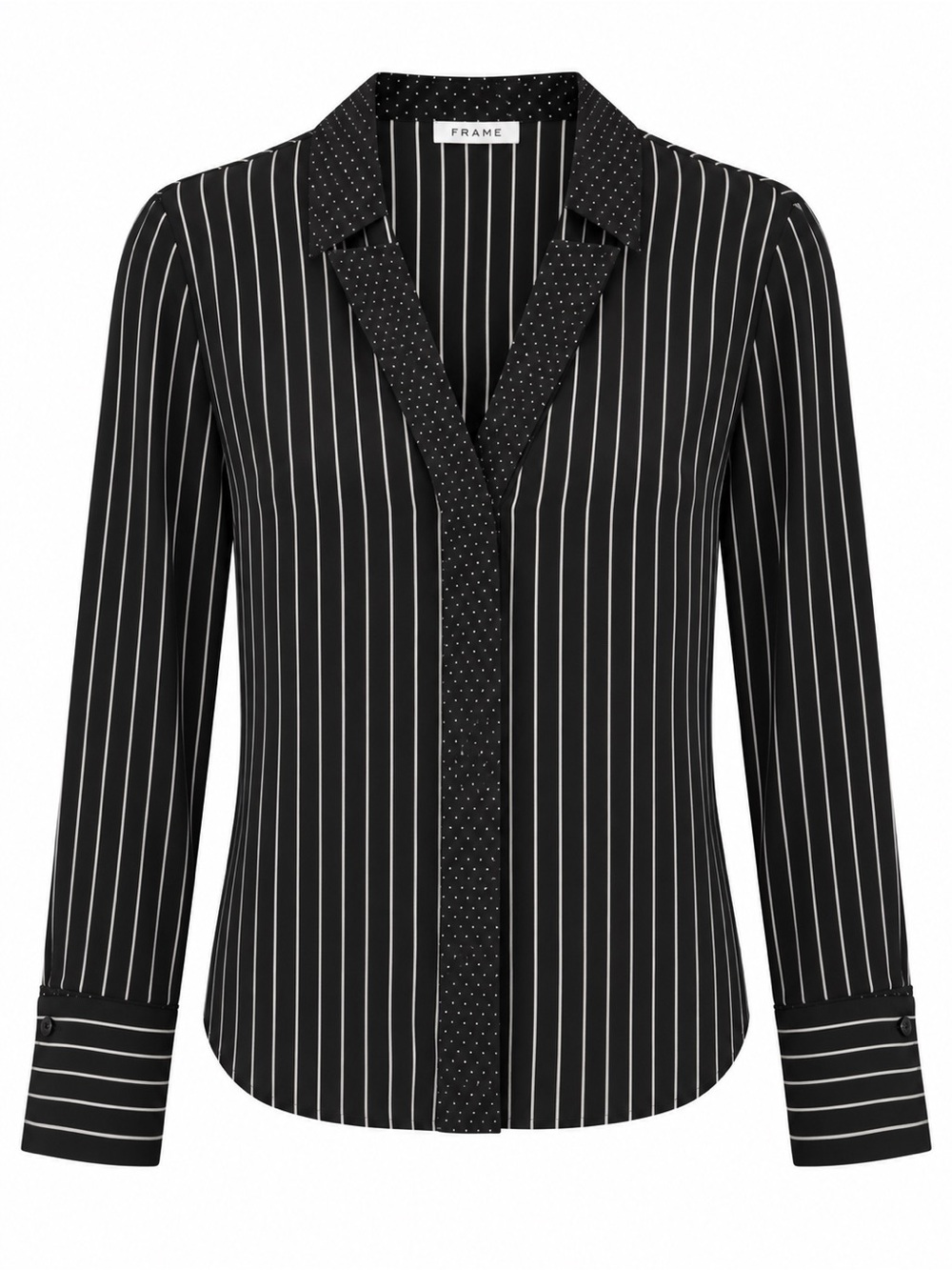 Frame Denim Black and White Pinstripe Button-Down Blouse
